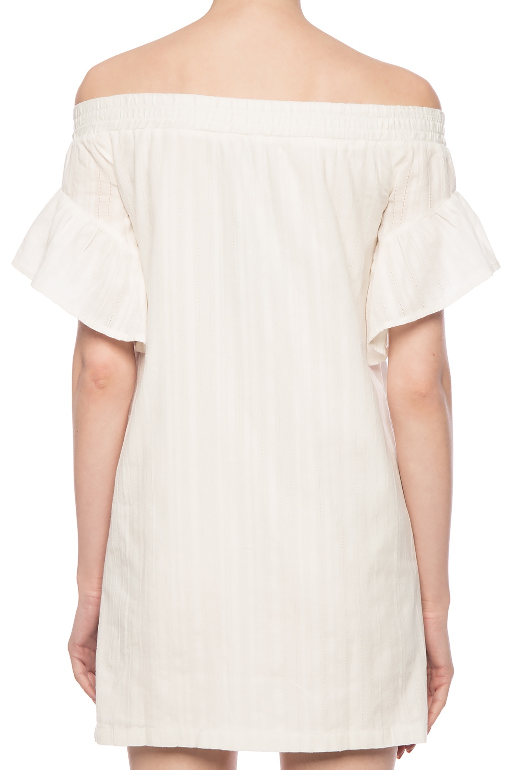 White Adela denuded shoulder dress AllSaints Vitkac France